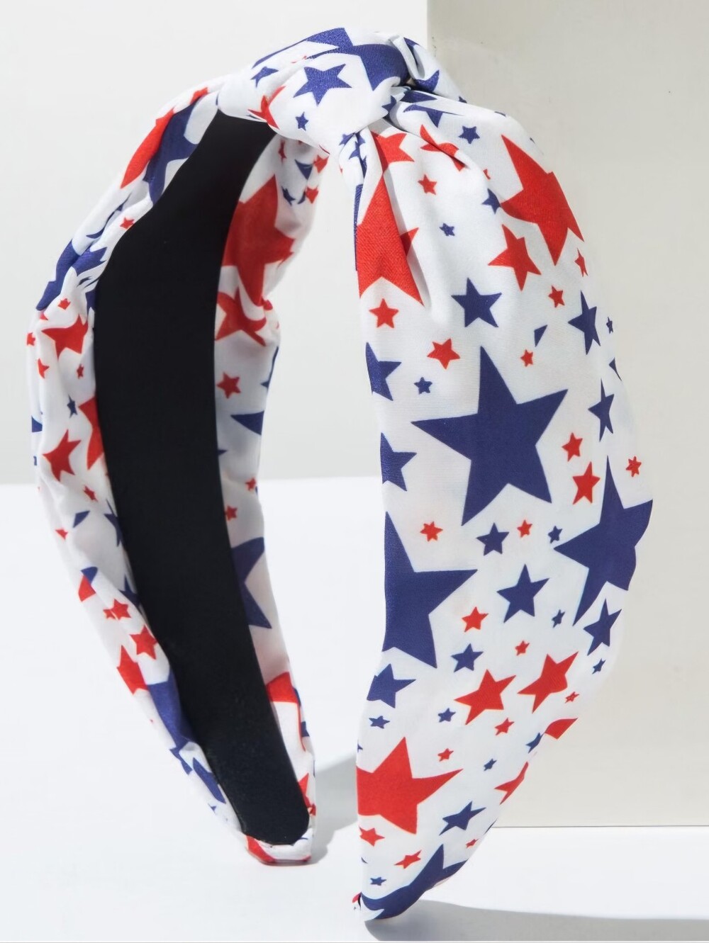 White With Blue And Red Stars Knot Headband